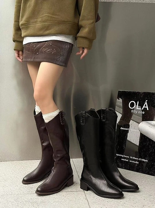 韓國霧感真皮V口長靴|挺版修腿・氣場滿分的經典(L406)