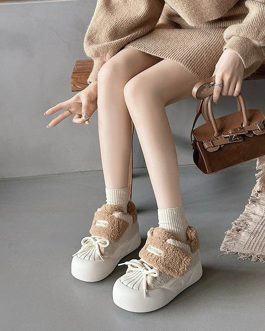 韓國暖雲絨絨厚底小奶鞋|保暖顯高5cm・軟萌系冬日鞋(S715)