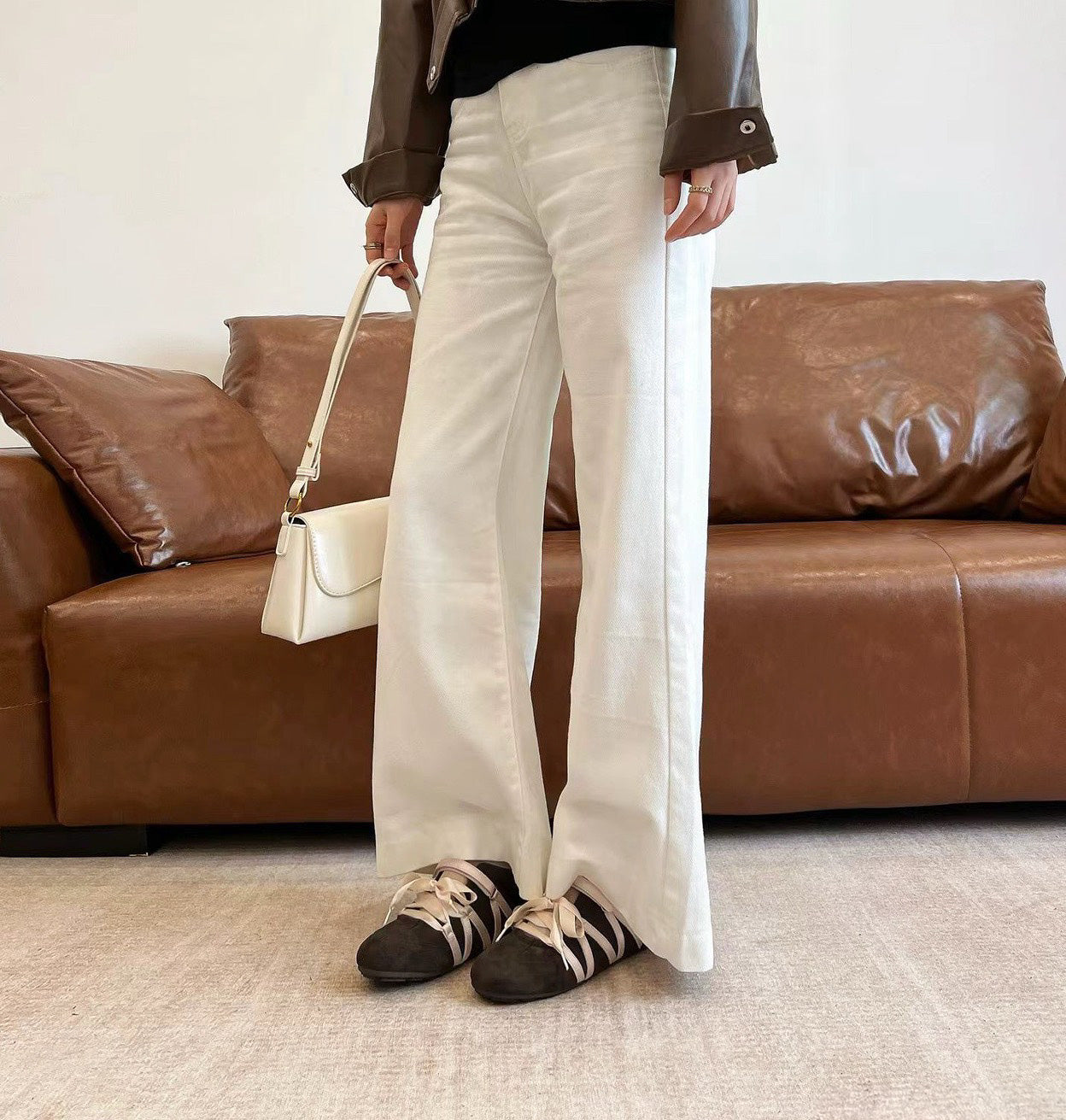 童顏家|UnMark 芭蕾綁帶休閒鞋 奶茶系內增高4cm(D215)