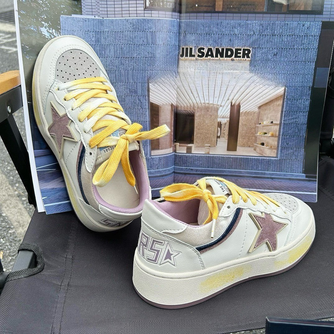 預售限定!韓國真皮撞色拼接星星休閒鞋|10色可選|街頭潮感厚底鞋