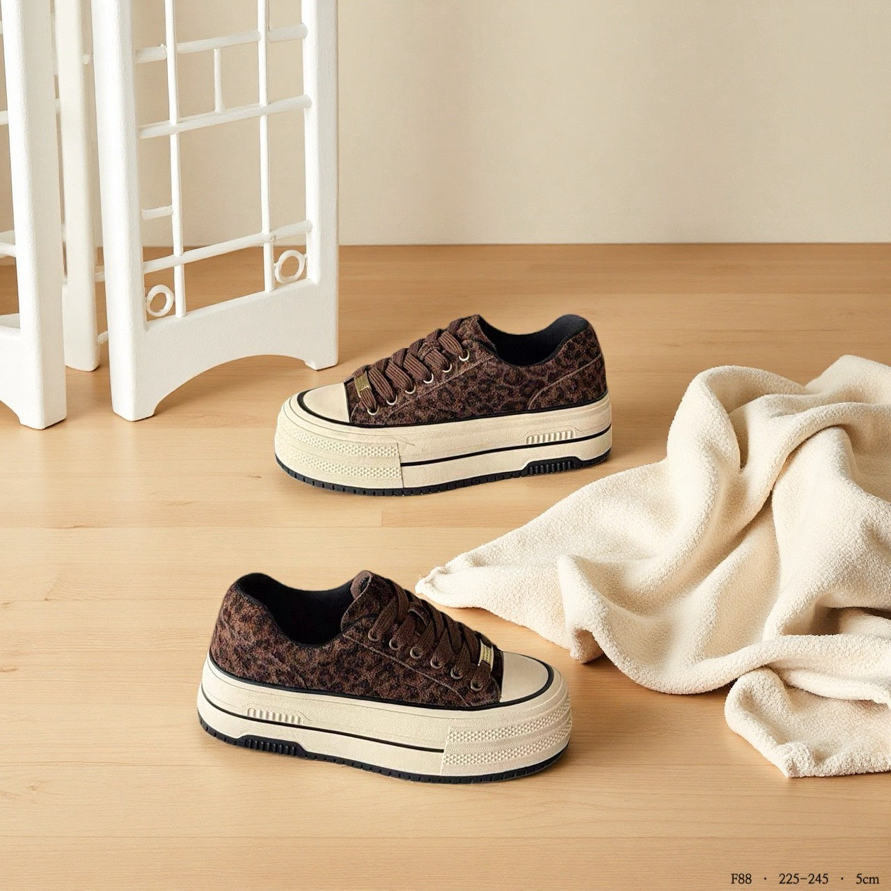 韓國麂皮豹紋厚底鬆糕鞋|真皮質感升級款|5cm修飾比例神鞋(F88)