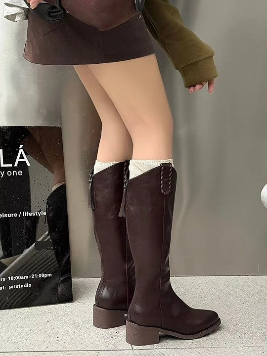 韓國霧感真皮V口長靴|挺版修腿・氣場滿分的經典(L406)