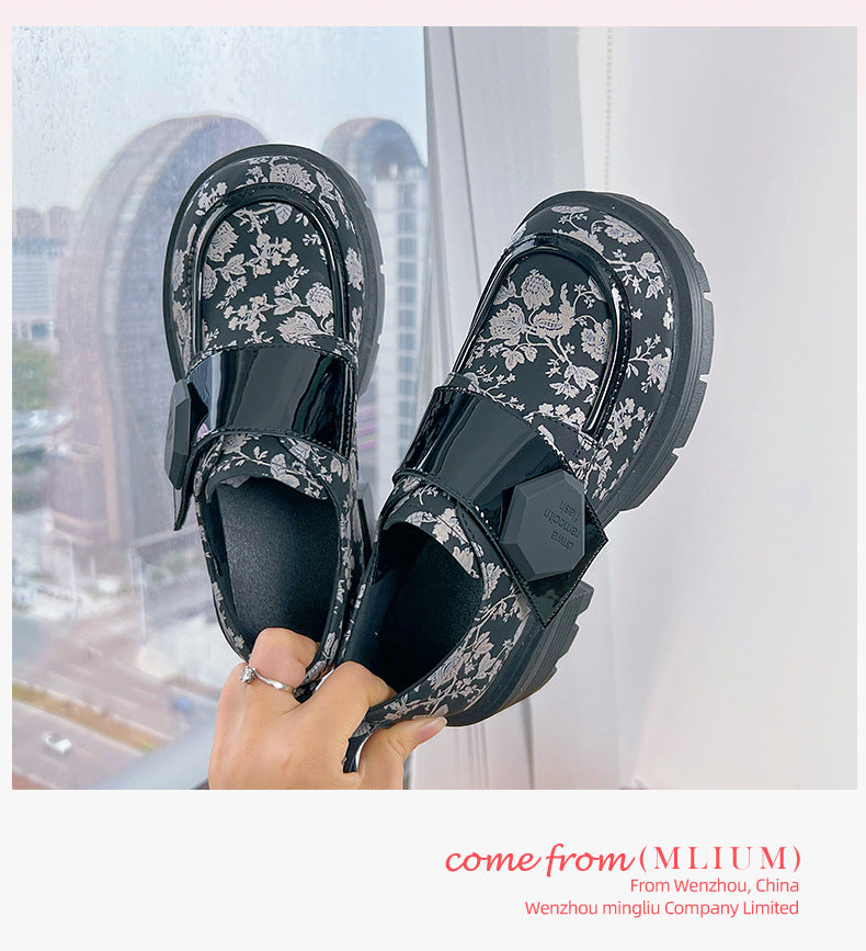 ¡Preventa limitada! Mocasines con estampado floral en blanco y negro: estilo nacional único, fusión perfecta de modernidad y tradición Entretejiendo arte de moda y tradición: mocasines florales de estilo nacional.
