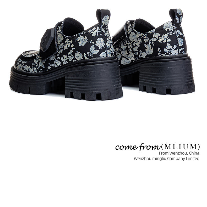 ¡Preventa limitada! Mocasines con estampado floral en blanco y negro: estilo nacional único, fusión perfecta de modernidad y tradición Entretejiendo arte de moda y tradición: mocasines florales de estilo nacional.