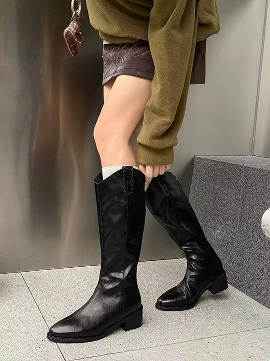 韓國霧感真皮V口長靴｜挺版修腿・氣場滿分的經典（L406）
