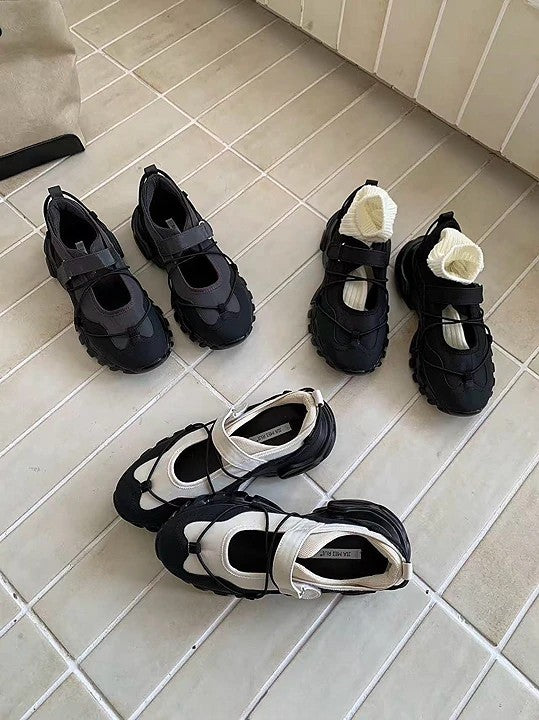 Sporty Mary Jane 厚底混搭瑪莉珍鞋｜黑/灰/米