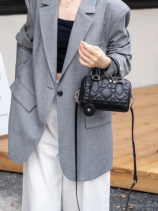 童顏家｜迷你菱格波士頓包