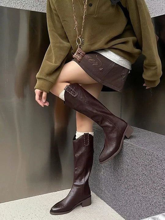 韓國霧感真皮V口長靴｜挺版修腿・氣場滿分的經典（L406）