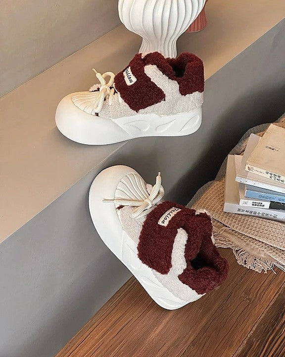 韓國暖雲絨絨厚底小奶鞋｜保暖顯高5cm・軟萌系冬日鞋（S715）