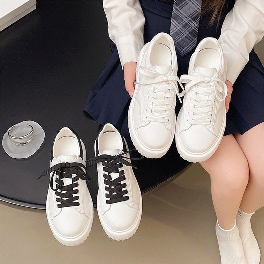 預售限定！韓國全真皮立體壓紋厚底小白鞋👟黑白百搭款