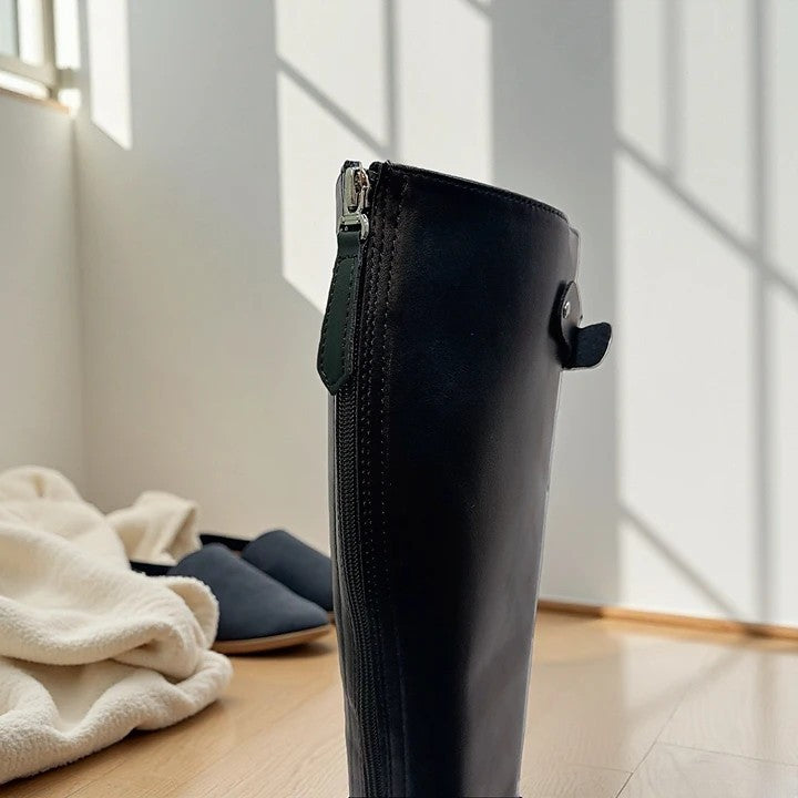 🖤🤍 韓國極簡扣環厚底騎士靴｜比例神助攻・腿長顯瘦神器（B388）