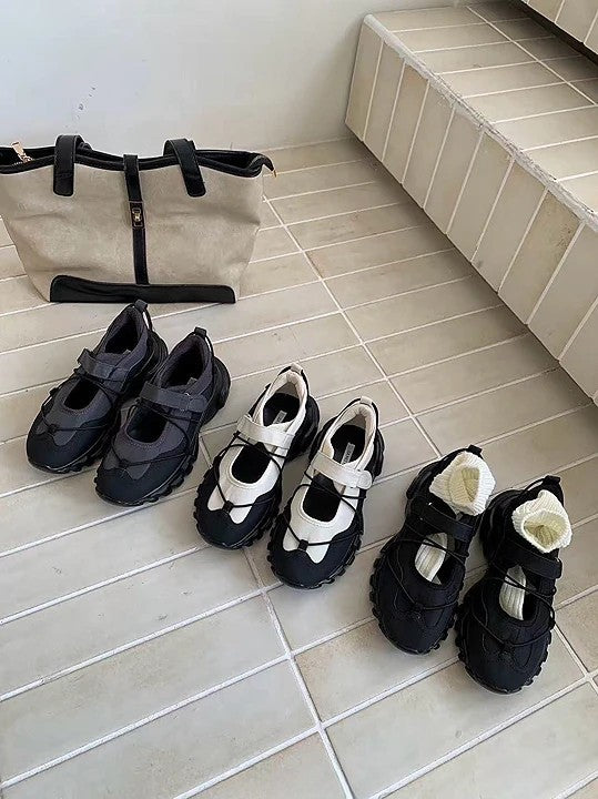 Sporty Mary Jane 厚底混搭瑪莉珍鞋｜黑/灰/米