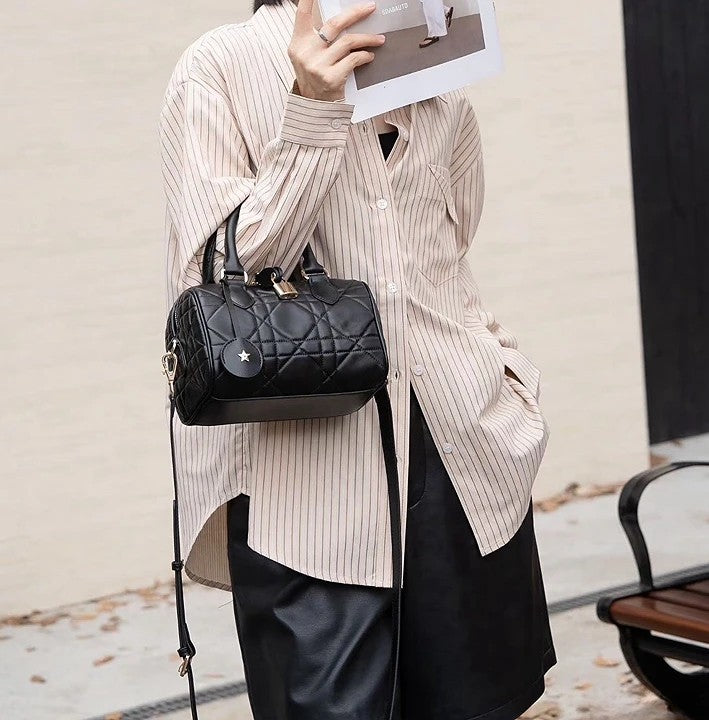 童顏家｜迷你菱格波士頓包