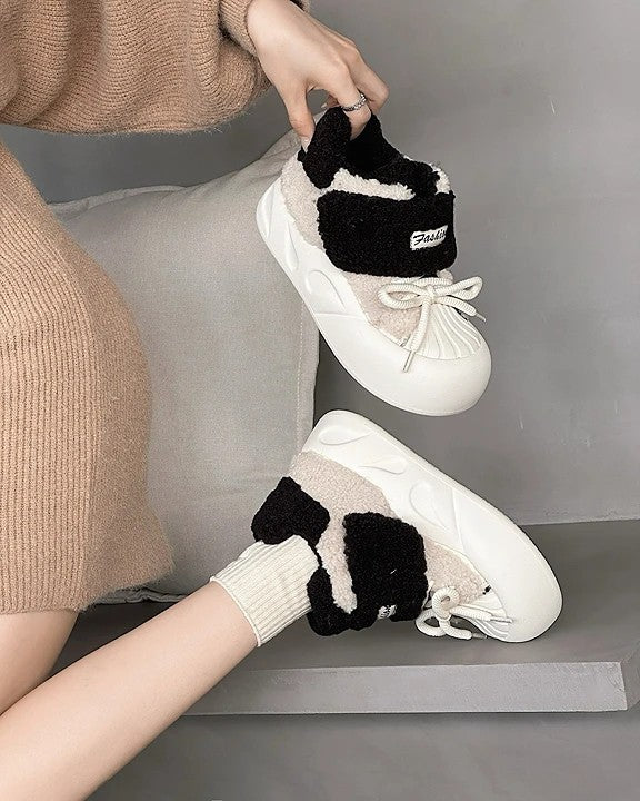 韓國暖雲絨絨厚底小奶鞋｜保暖顯高5cm・軟萌系冬日鞋（S715）
