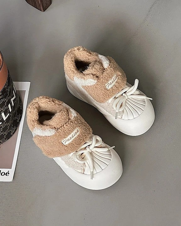 韓國暖雲絨絨厚底小奶鞋｜保暖顯高5cm・軟萌系冬日鞋（S715）