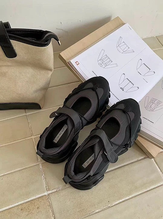 Sporty Mary Jane 厚底混搭瑪莉珍鞋｜黑/灰/米