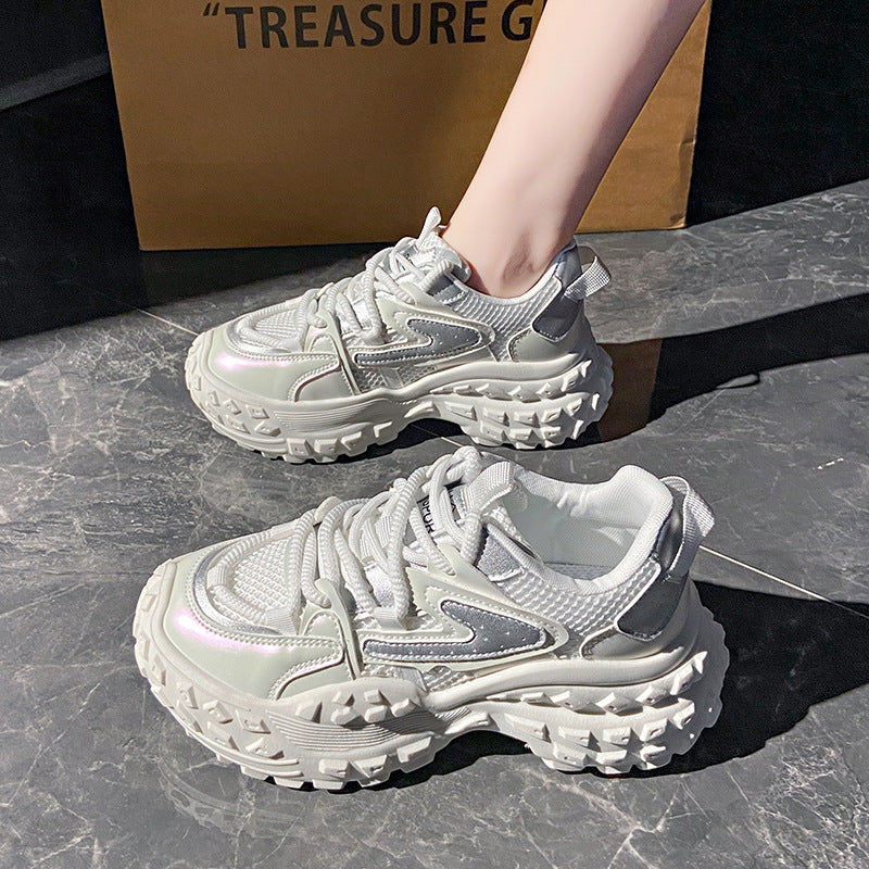 Pre-sale limited! [Tongyanjia Starlight Heightening Casual Shoes] 6CM thick sole｜Comfortable and breathable｜Light green silver gray｜No. B7642