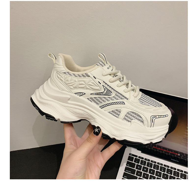Pre-sale limited! Fashionable dad shoes [Tongyanjia popular sneakers] 5CM thick sole｜White silver burgundy｜No. A8394