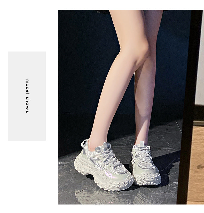 Pre-sale limited! [Tongyanjia Starlight Heightening Casual Shoes] 6CM thick sole｜Comfortable and breathable｜Light green silver gray｜No. B7642