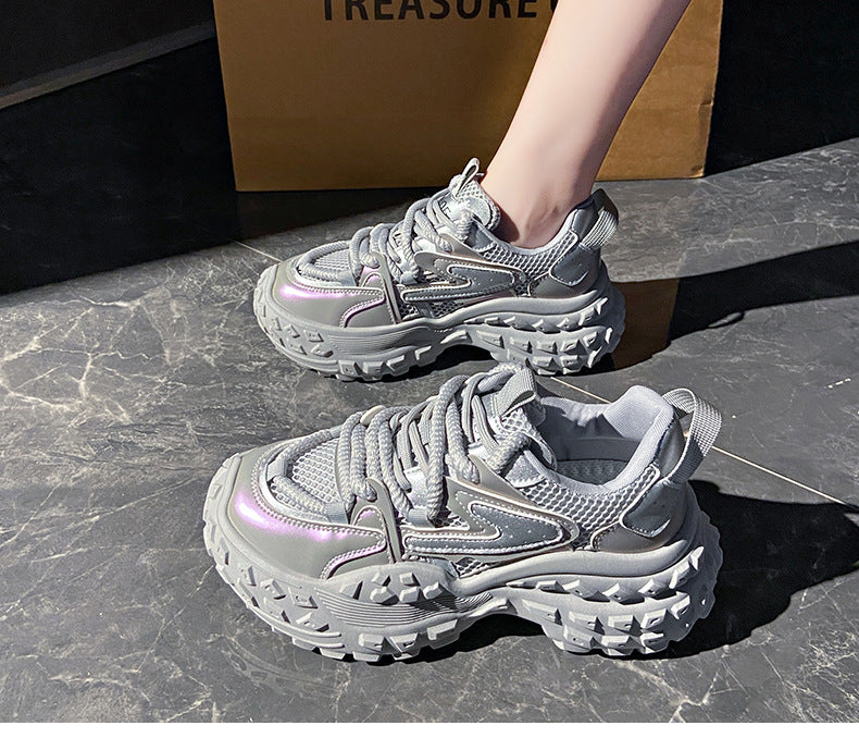Pre-sale limited! [Tongyanjia Starlight Heightening Casual Shoes] 6CM thick sole｜Comfortable and breathable｜Light green silver gray｜No. B7642