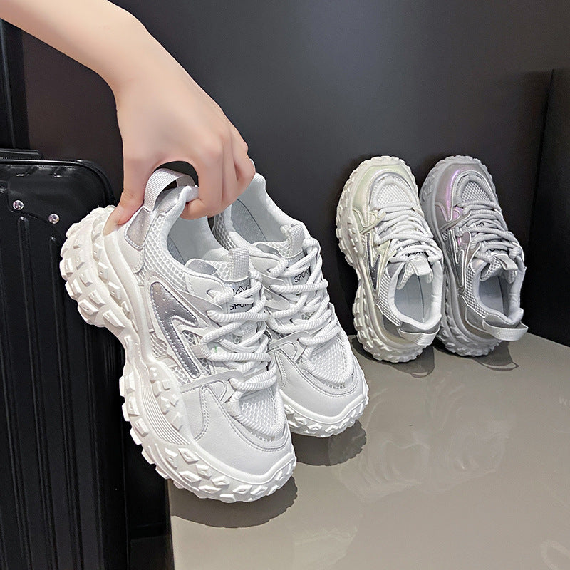 Pre-sale limited! [Tongyanjia Starlight Heightening Casual Shoes] 6CM thick sole｜Comfortable and breathable｜Light green silver gray｜No. B7642