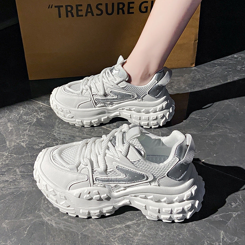 Pre-sale limited! [Tongyanjia Starlight Heightening Casual Shoes] 6CM thick sole｜Comfortable and breathable｜Light green silver gray｜No. B7642