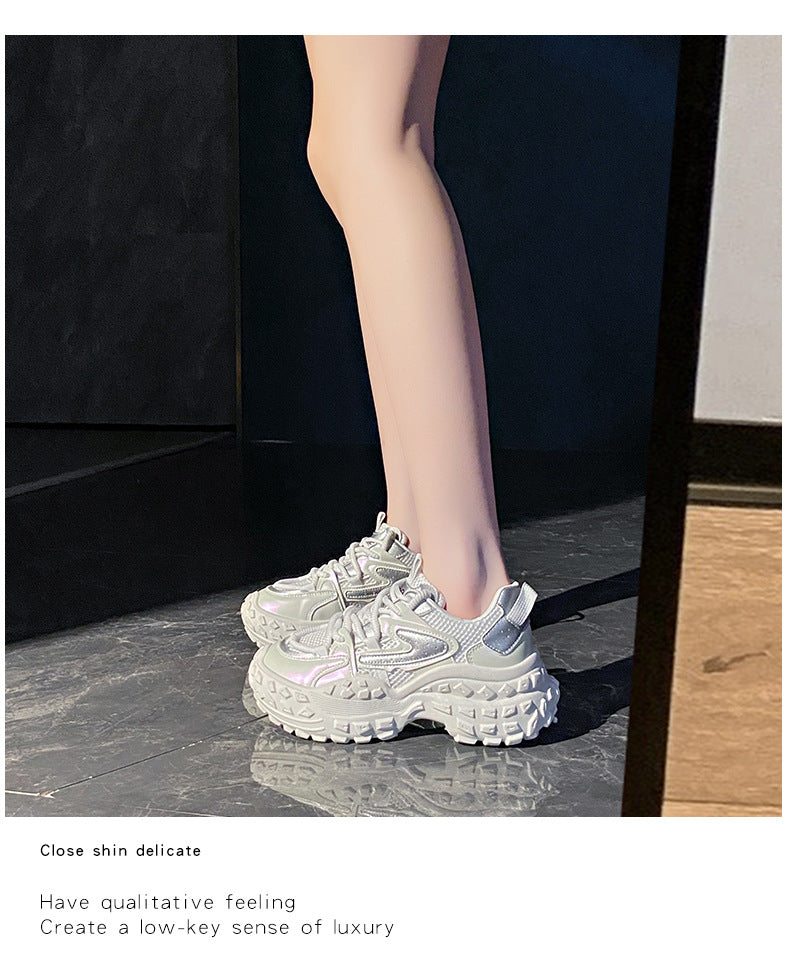 Pre-sale limited! [Tongyanjia Starlight Heightening Casual Shoes] 6CM thick sole｜Comfortable and breathable｜Light green silver gray｜No. B7642
