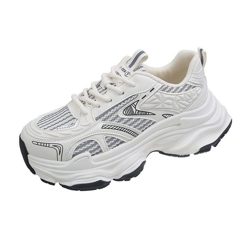 Pre-sale limited! Fashionable dad shoes [Tongyanjia popular sneakers] 5CM thick sole｜White silver burgundy｜No. A8394
