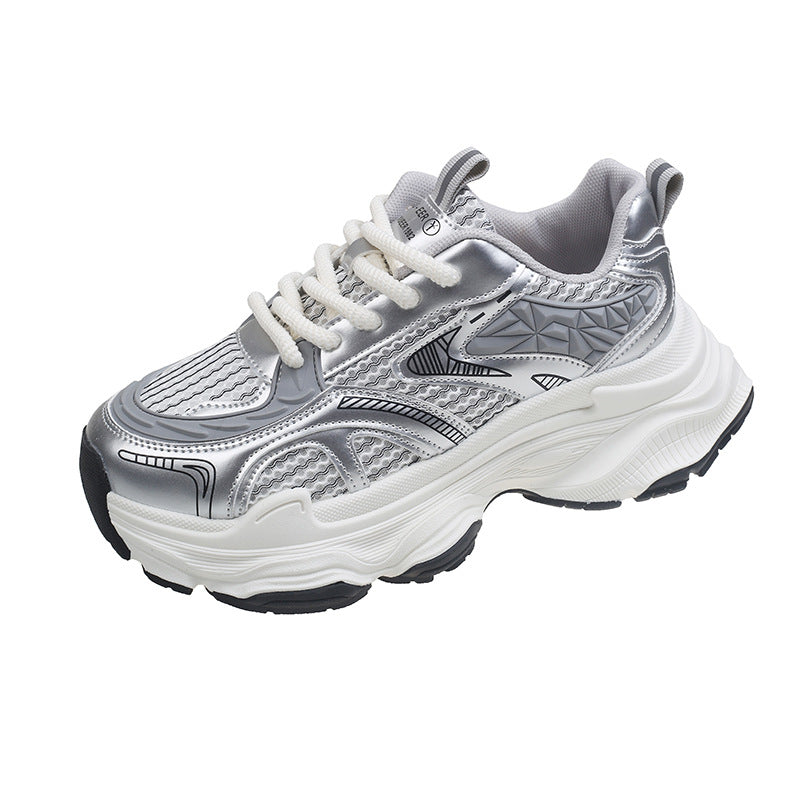 Pre-sale limited! Fashionable dad shoes [Tongyanjia popular sneakers] 5CM thick sole｜White silver burgundy｜No. A8394
