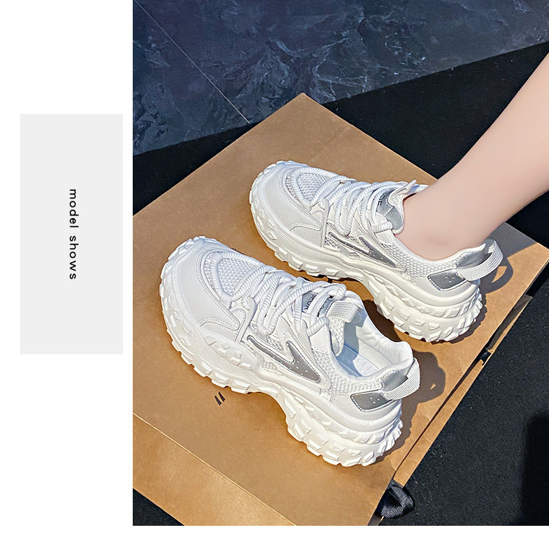 Pre-sale limited! [Tongyanjia Starlight Heightening Casual Shoes] 6CM thick sole｜Comfortable and breathable｜Light green silver gray｜No. B7642