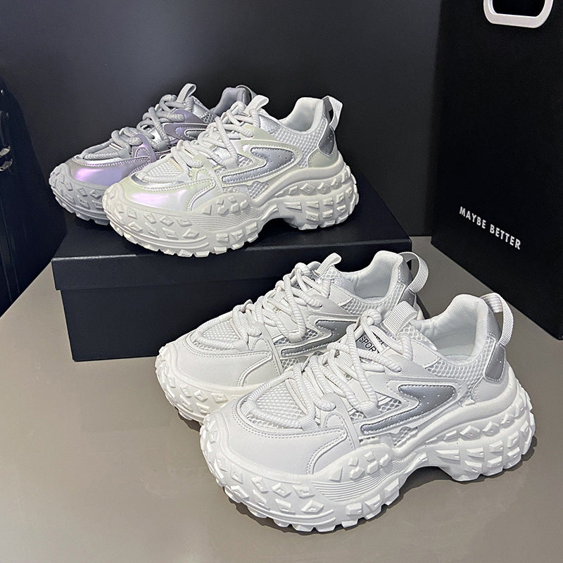 Pre-sale limited! [Tongyanjia Starlight Heightening Casual Shoes] 6CM thick sole｜Comfortable and breathable｜Light green silver gray｜No. B7642