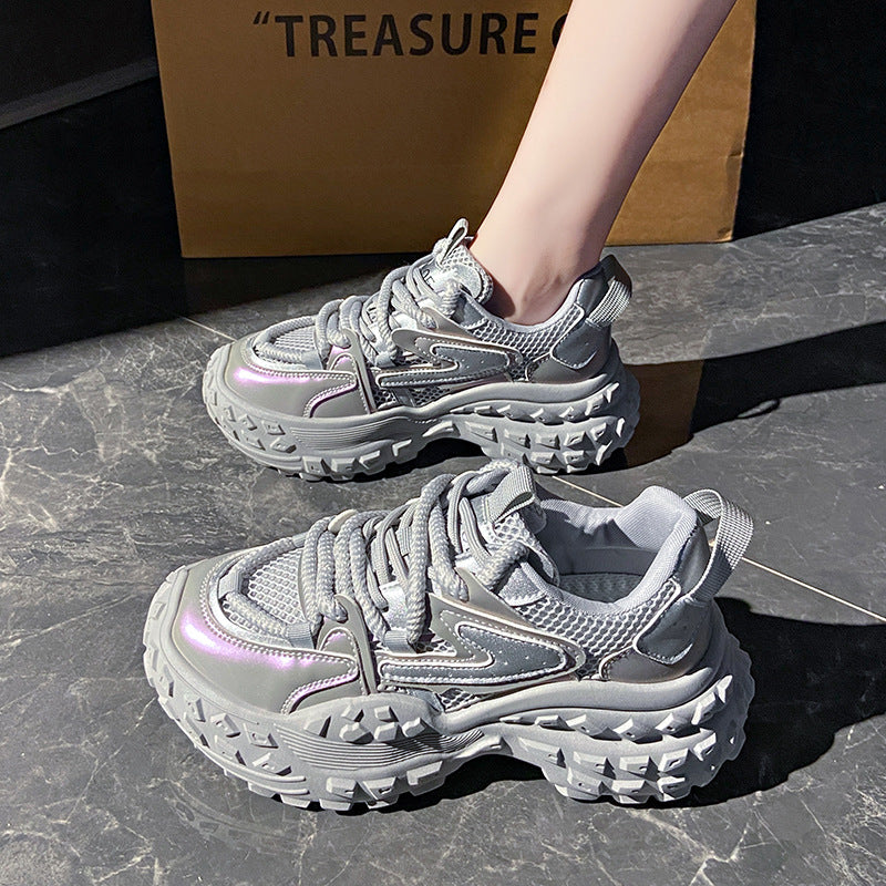 Pre-sale limited! [Tongyanjia Starlight Heightening Casual Shoes] 6CM thick sole｜Comfortable and breathable｜Light green silver gray｜No. B7642