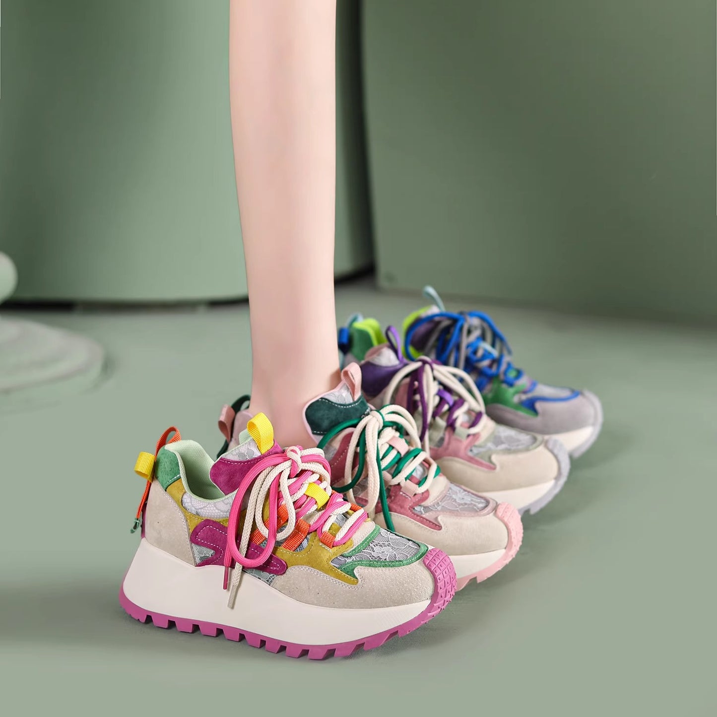 Pre-sale limited! [Tongyanjia’s colorful and fashionable dad shoes🌈] Interesting color combination | Vibrant and energetic👟No. 92301
