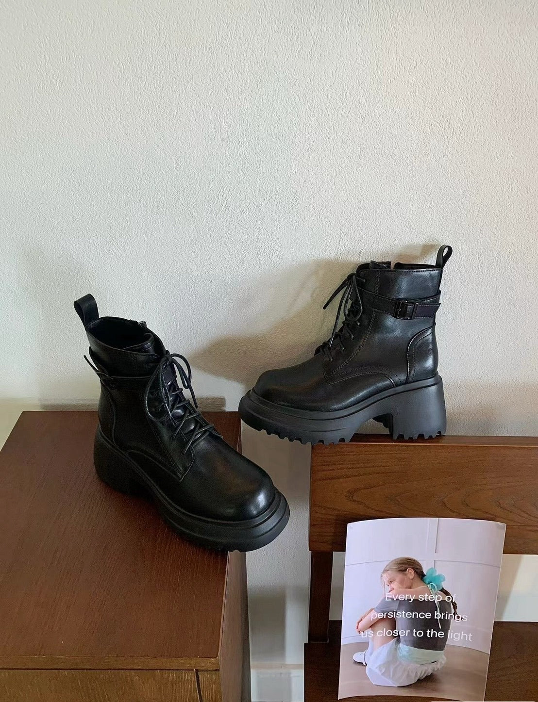 圓頭側拉鍊鋸齒厚底短靴 S633 商品圖 10