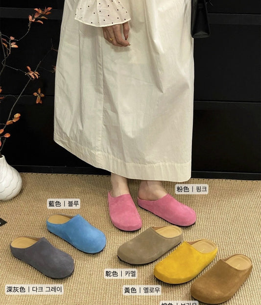 牛麂皮圓頭厚底包頭穆勒鞋 S638 商品圖 1