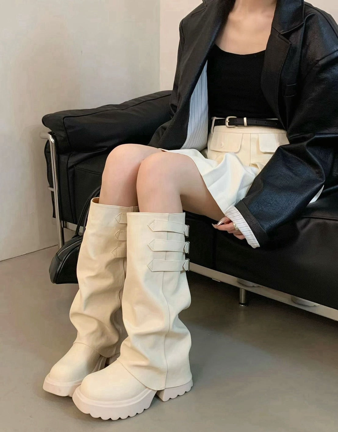 柔霧寬筒釦飾厚底靴 S642 商品圖 3