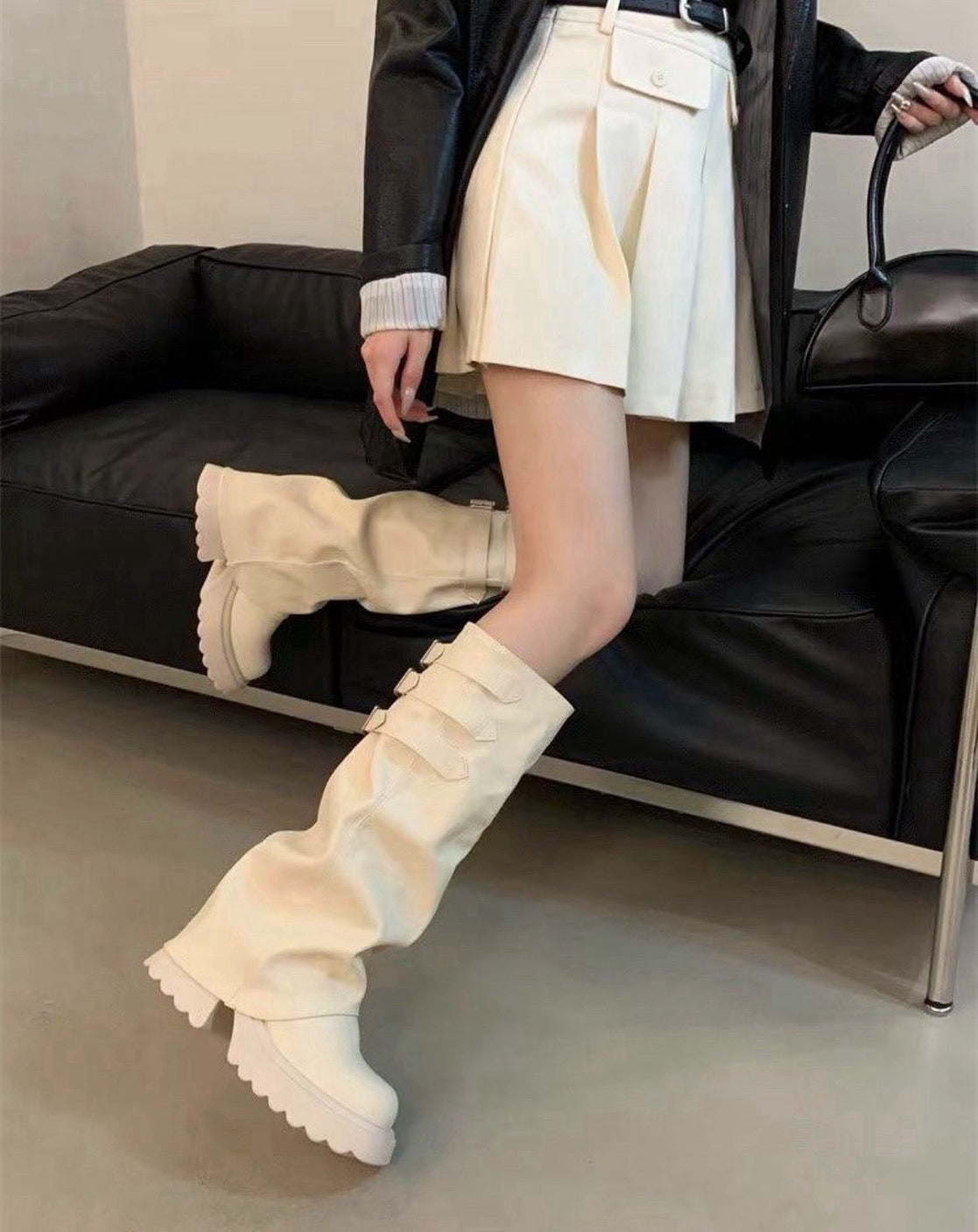 柔霧寬筒釦飾厚底靴 S642 商品圖 5