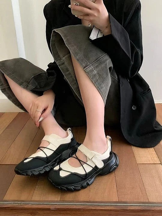 Sporty Mary Jane 厚底混搭瑪莉珍鞋｜黑/灰/米