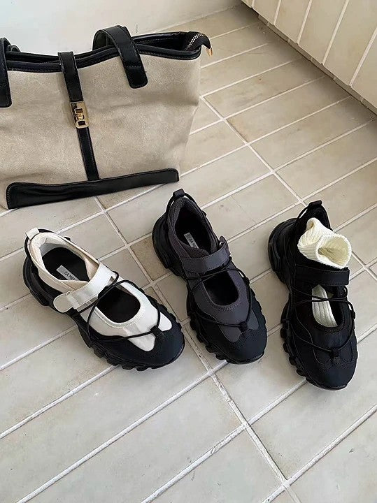 Sporty Mary Jane 厚底混搭瑪莉珍鞋｜黑/灰/米