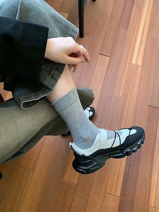 Sporty Mary Jane 厚底混搭瑪莉珍鞋｜黑/灰/米