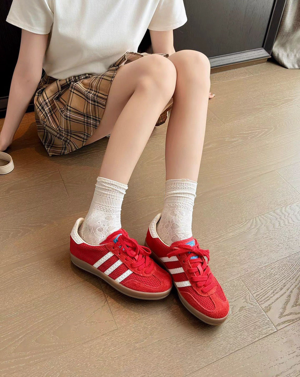 童顏家｜UnMark 撞色網布德訓休閒鞋 經典三色 3cm（D214）