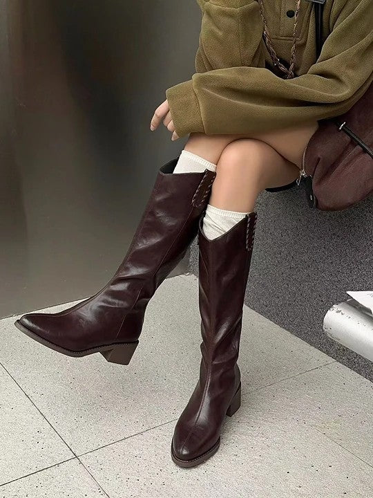 韓國霧感真皮V口長靴｜挺版修腿・氣場滿分的經典（L406）