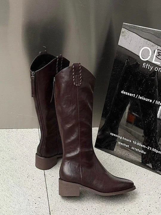 韓國霧感真皮V口長靴｜挺版修腿・氣場滿分的經典（L406）