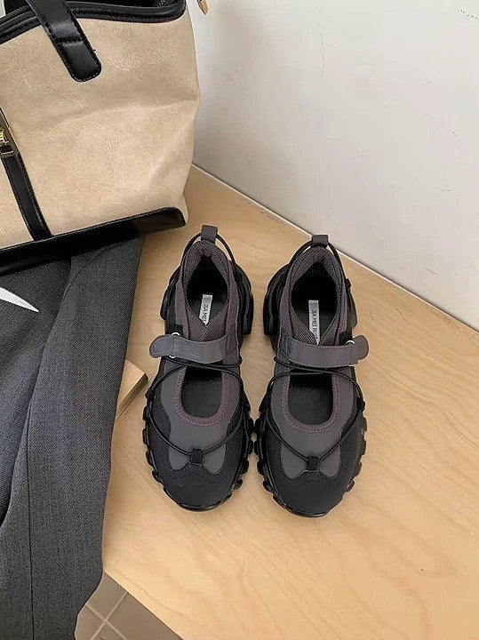 Sporty Mary Jane 厚底混搭瑪莉珍鞋｜黑/灰/米