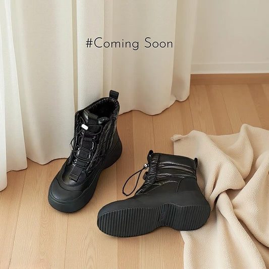 真皮防潑水厚底雪地靴｜輕盈保暖升級款｜黑/白/灰紫（W3075）