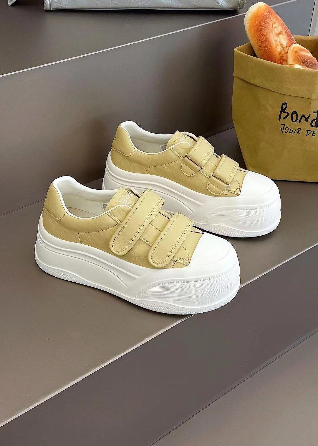 預售限定！F111｜韓國真皮清新雙帶厚底休閒鞋