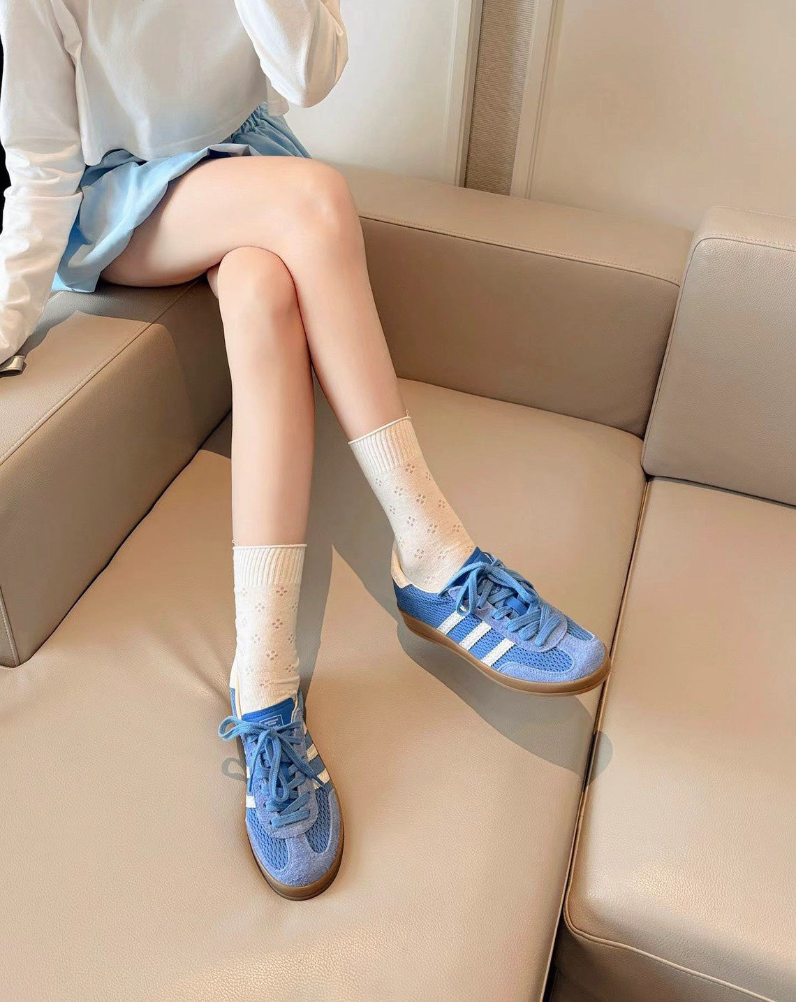 童顏家｜UnMark 撞色網布德訓休閒鞋 經典三色 3cm（D214）