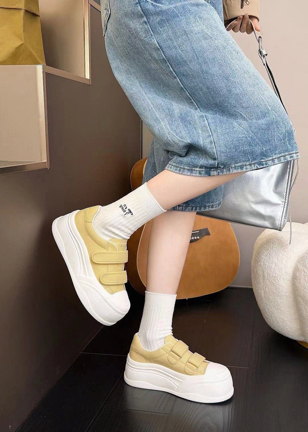 預售限定！F111｜韓國真皮清新雙帶厚底休閒鞋