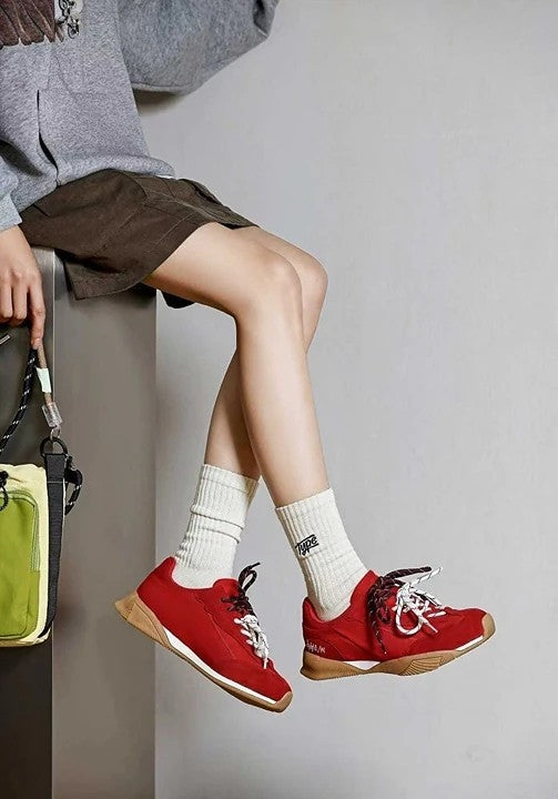 預售限定！F110｜韓國復古撞色真皮休閒鞋