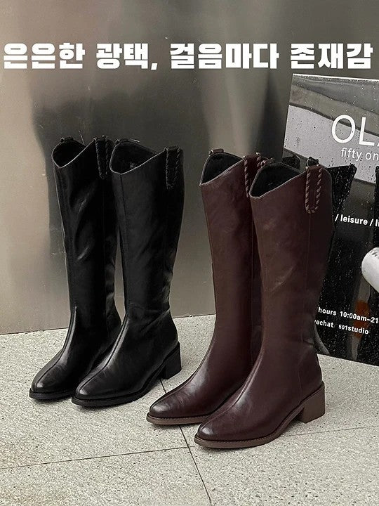韓國霧感真皮V口長靴｜挺版修腿・氣場滿分的經典（L406）